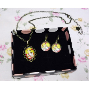 Candy Candy キャンディ・キャンディ Candice White Ardlay Anime Cabochon Necklace & Earrings Set
